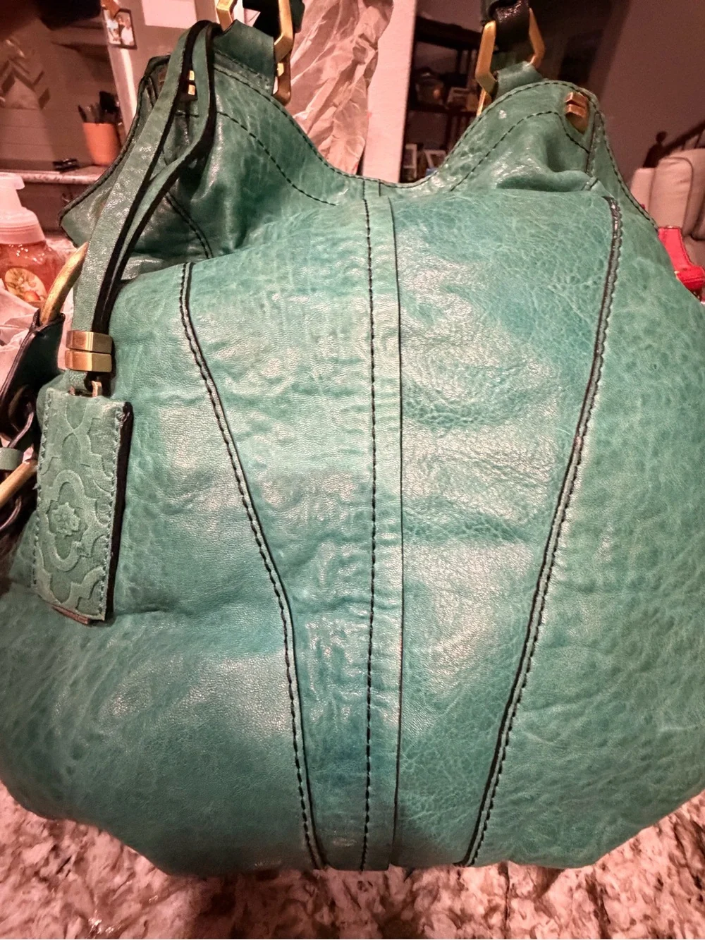 orYANY Teal Green Braided-Handle Hobo Bag